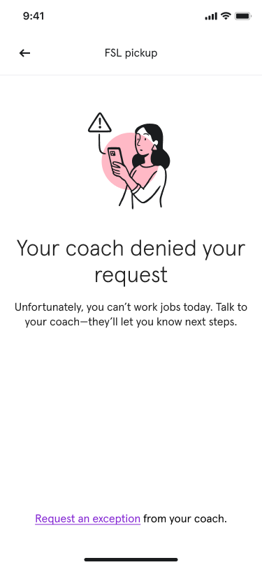 Coach denied request screen