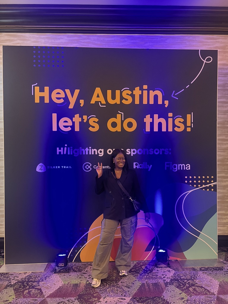 Remi Ibekwe at a UX research conference in Austin
